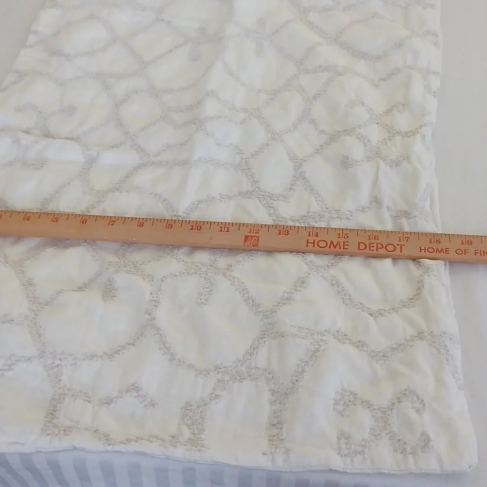 Restoration Hardware ivory tan embroidered cotton standard pillow sham RH